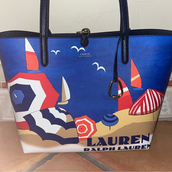 Ralph Lauren Beach Print Faux Leather Large Purse with Small Wallet Bag - Picture 2 of 9